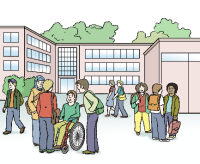 Jugendliche auf dem Schulhof Jugendliche auf dem Schulhof