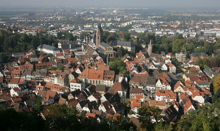 Luftaufnahme von Weinheim Bereich Innenstadt