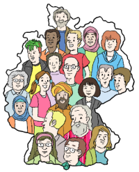 Menschen in einem Puzzelteil dargestellt