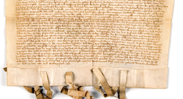 Älteste Urkunde im Stadtarchiv Weinheim von 1368 